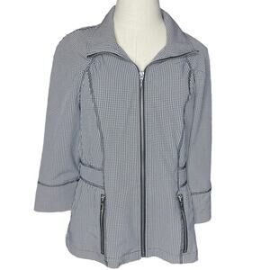 Chico's Zenergy Size S/4 (0) Black and White Micro Check Zip Front Jacket